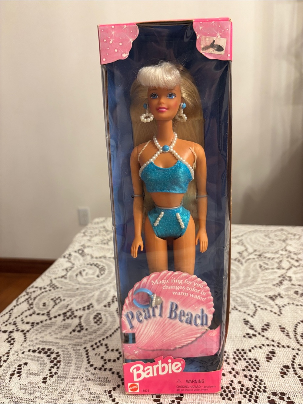 Barbie Pearl Beach Doll in Shimmering Teal Two-Piece with White Pearls